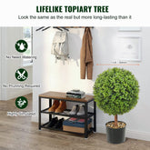 2x Artificial Boxwood Ball Ø40.6cm Garden Decor in Flowerpot PE Plant with 4 Decorative Butterflies and 10 Replacement Leaves